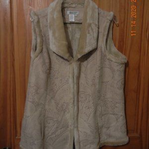 Casual Work Faux Suede & Fur Vest sz 1X